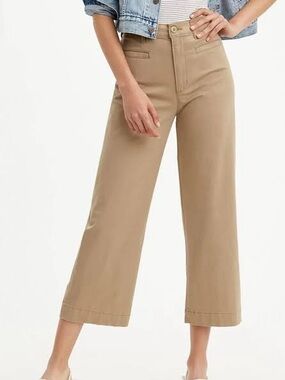 Levi’s Ribcage Wide Leg Cropped Women's Pants - Basic Khaki - 24W x 26L